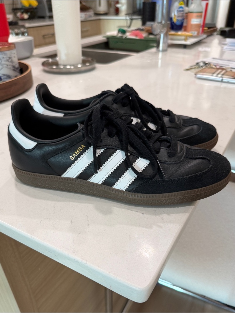 adidas Women’s Black Classic Samba Sneakers with White Stripes